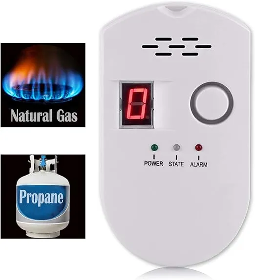 Natural Gas Detector, Plug-in Propane Natural Gas Leak Detector for Home Kitchen RV, Combustible&Explosive Gas Alarm for LPG, LNG, Methane