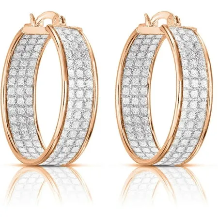 PAVOI 14K Gold Plated 925 Sterling Silver Cubic Zirconia Hoop Earrings