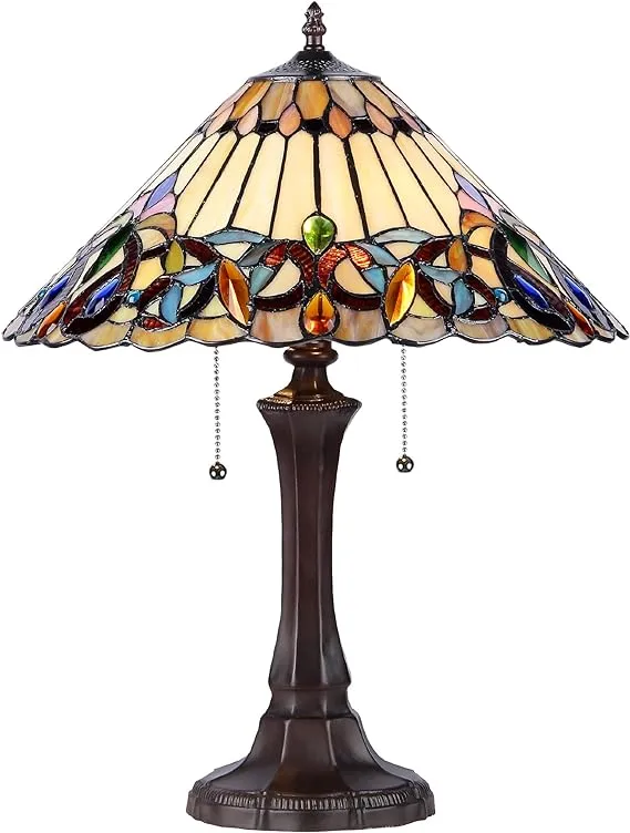 Chloe Lighting Ambrose Tiffany-Style 2 Light Victorian Table Lamp 16" Shade