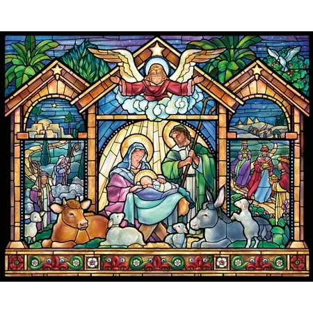 Vermont Christmas Company Stained Glass Nativity 1000 Piece Jigsaw Puzzle