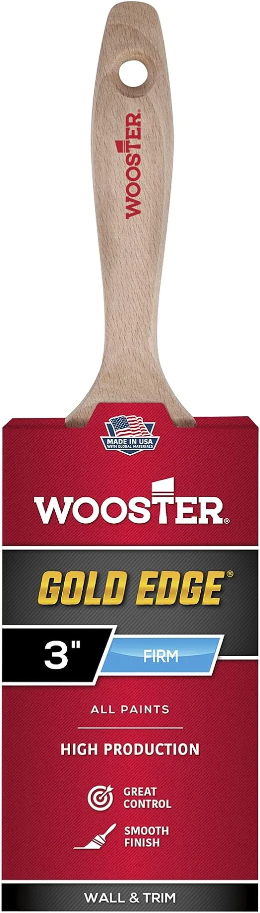 Wooster Genuine 3&#034; Gold Edge Flat Paintbrush 2-Pack, 5232-3-2PK