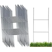 Sturdy Metal Wire Yard Stakes for Yard Signs, 10 x 24in H Frame, 100 Pack, Gray