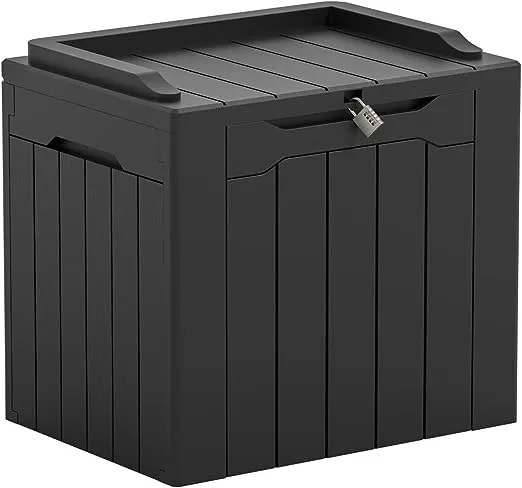 Greesum 100 Gallon Resin Deck Box Large Outdoor Storage Imitation Rattan Weav...