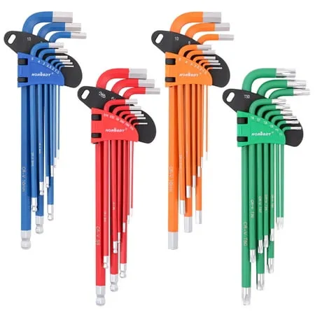 HORUSDY 36 Pcs Hex Key Allen Wrench Set SAE Metric Star Long Arm Ball End Industrial Grade L Wrench Colorful