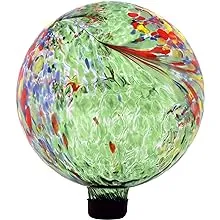 Sunnydaze 10-Inch Glass Outdoor Gazing Globe - Reflective Ball Yard Ornament for Patio or Lawn - Green Artistic