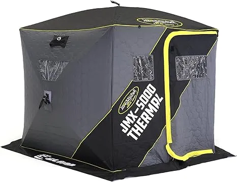 CLAM X-Series Portable Pop-Up Ice Fishing Angler Thermal Hub Shelter Tent with Anchor Straps and Carrying Bag