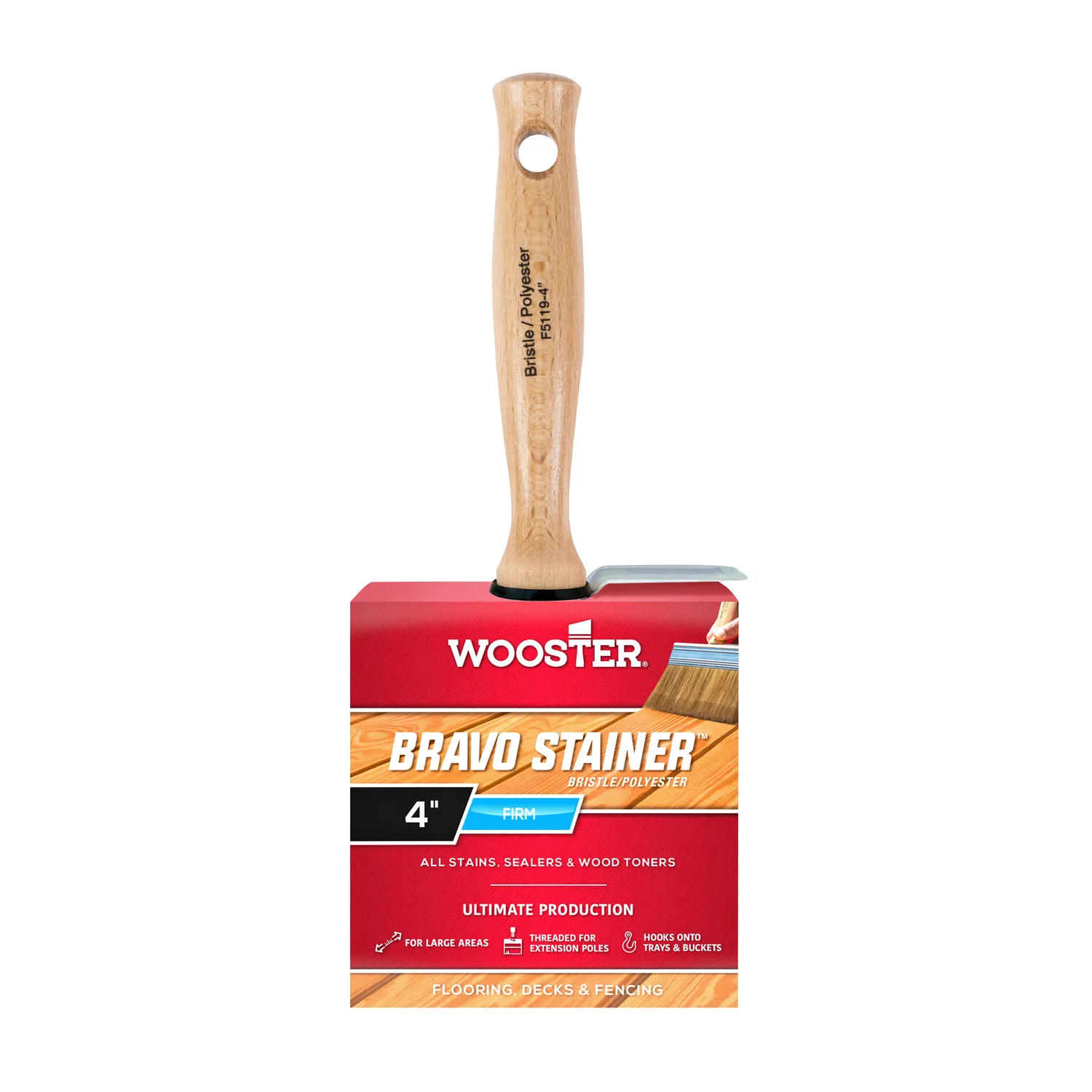 Wooster F5116 Bravo Stainer Bristle Stain Brush