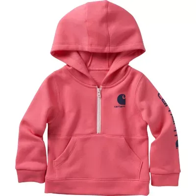 Carhartt Girls' Long-Sleeve Half-Zip Sweatshirt, Pink Lemonade, 2T