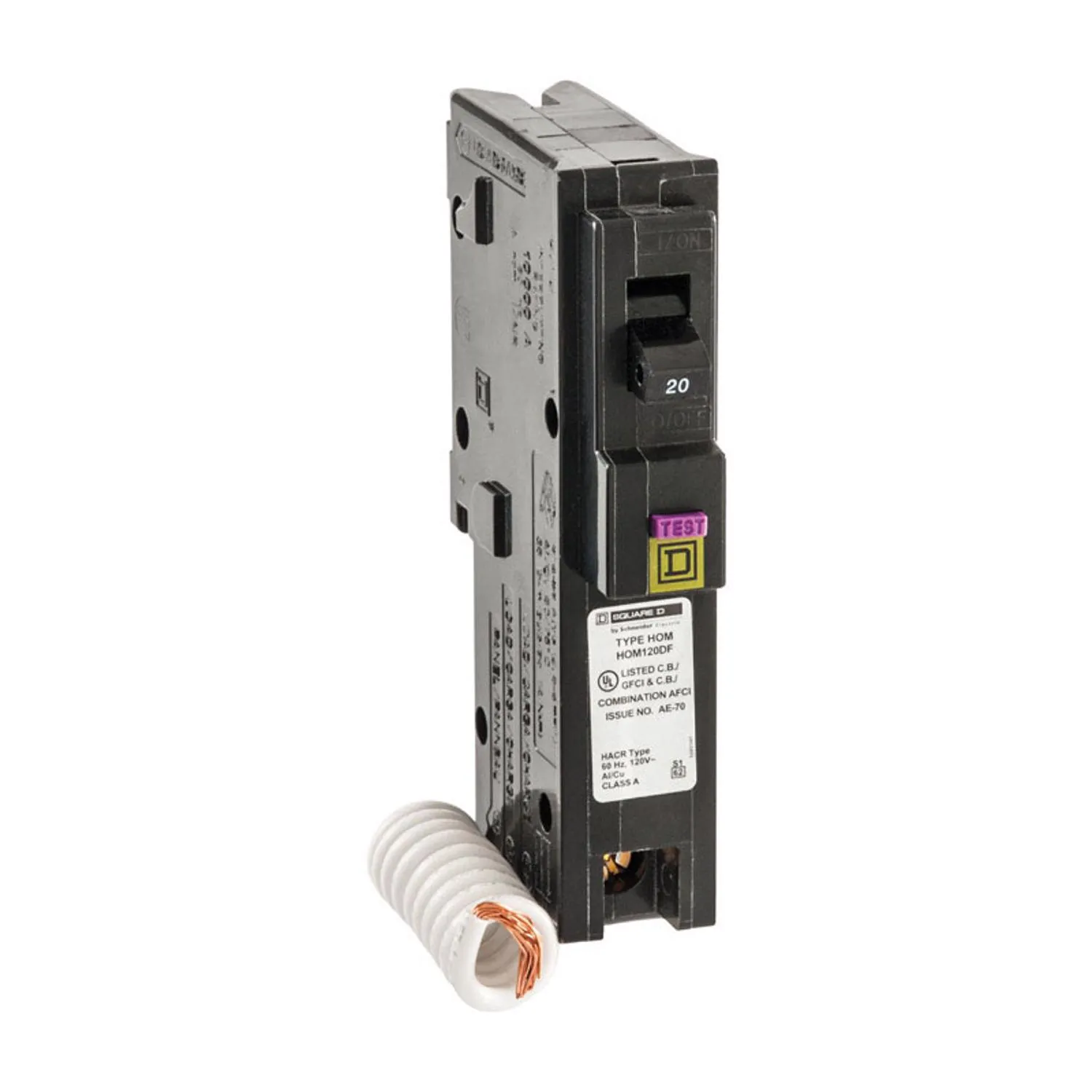 Square D - HOM120DFC - Homeline 20A Single-Pole CAFCI Dual Function Circuit Breaker