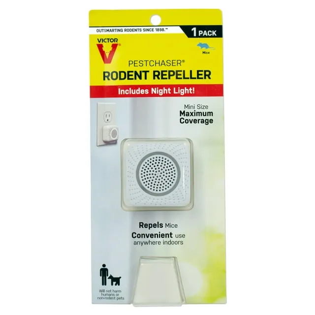 Victor M751PS 1 Unit Pestchaser Rodent Repellent w/Nightlight & Extra Outlet,White