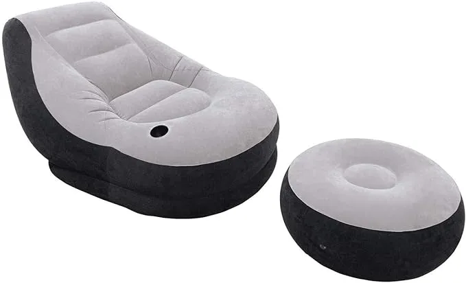 Intex Inflatable Ultra Lounge Chair with Cup Holder and Ottoman Set (3 Pack)