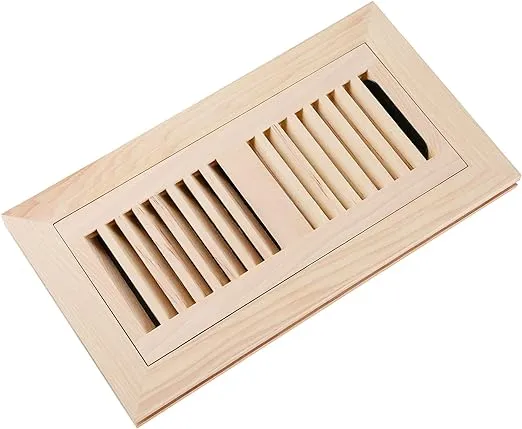 Homewell Red Oak Wood Floor Register, Flush Mount Vent with Damper, 6x12 inch, Unfinished