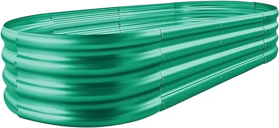 Land Guard Galvanized Raised Garden Bed Kit, Galvanized Planter Raised Garden Boxes Outdoor, Oval Large Metal Raised Garden Beds for Vegetables 4 x 2 x 1ft(1pcs) (Green)…