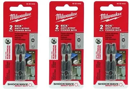 MILWAUKEE ELEC TOOL 48-32-4443 2" Ecx PWR Bit Combo pack of 3