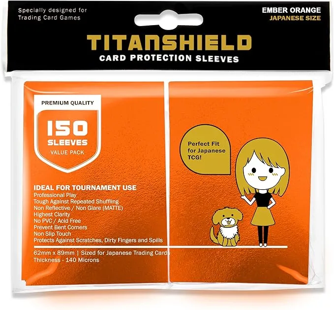 TitanShield (150 Sleeve/White) Small Japanese Sized Trading Card Sleeves Deck ...