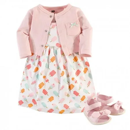 Hudson Baby Girls' Cotton Dress and Cardigan Set