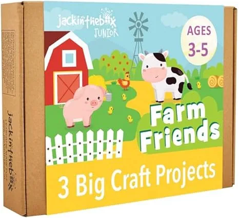 jackinthebox Farm Craft Kit for 3 to 5 Year Olds | 3 Craft Projects | Great Gift for Boys and Girls Ages 3,4,5 Years