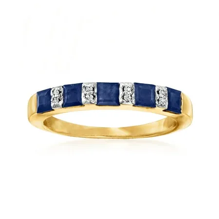 Ross-Simons 1.30 ct. t.w. Sapphire Ring With Diamond Accents in 18kt Gold Over Sterling for Female Adult