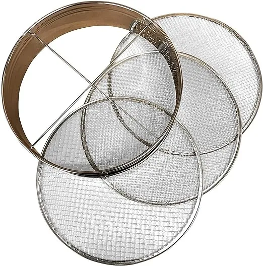 4pc Soil Sieve Set 12&#034; Diameter Stainless Steel Frame Three Interchangeabl<wbr/>e Siev