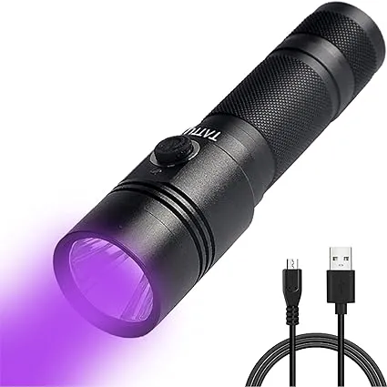 Tattu U1 UV Flashlight Rechargeable 395nm Black Light Torch Blacklight 5W ...