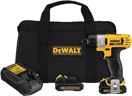 DEWALT 12V MAX Cordless Screwdriver, 1/4-Inch Hex Chuck, 1-Inch Bit Tips, Electric (DCF610S2)