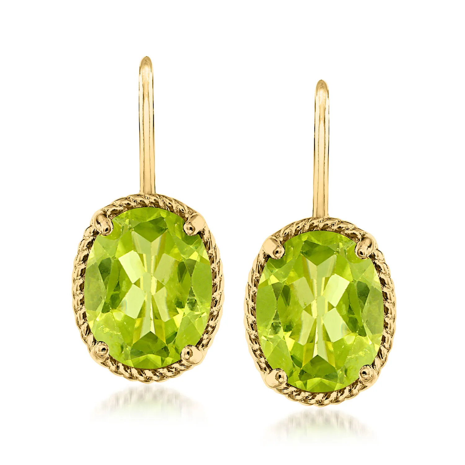 3.60 ct. t.w. Peridot Drop Earrings in 18kt Gold Over Sterling