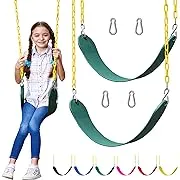 Jungle Gym Kingdom Swings for Outdoor Swing Set - Pack of 2 Swing Seat Replacement Kits with Heavy Duty Chains - Backyard Swingset Playground Accessories for Kids (Green)Jungle Gym Kingdom Swings for Outdoor Swing Set - Pac…