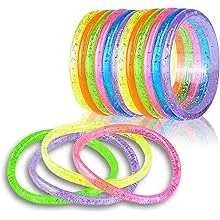 ArtCreativity Liquid Glitter Bracelets - Pack of 12 - 6 inch Pieces - Assorted Bright Neon Colors - Fashionably Fun Party Favor