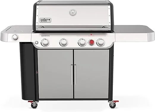 Weber Genesis S-435 Stainless Steel 4-Burner Liquid Propane Gas Grill with 1 Side Burner