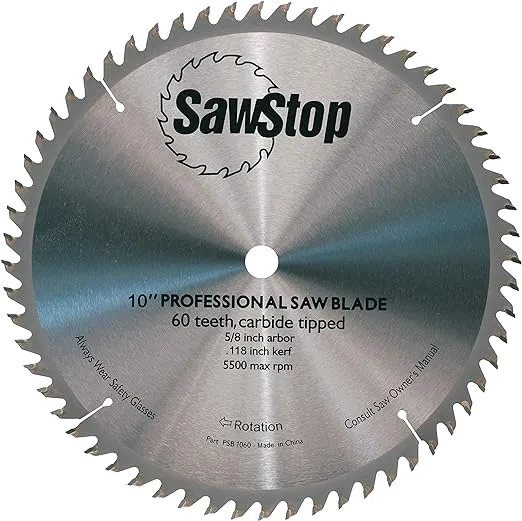 SawStop 60-Tooth Combination Table Saw Blade CB104 184