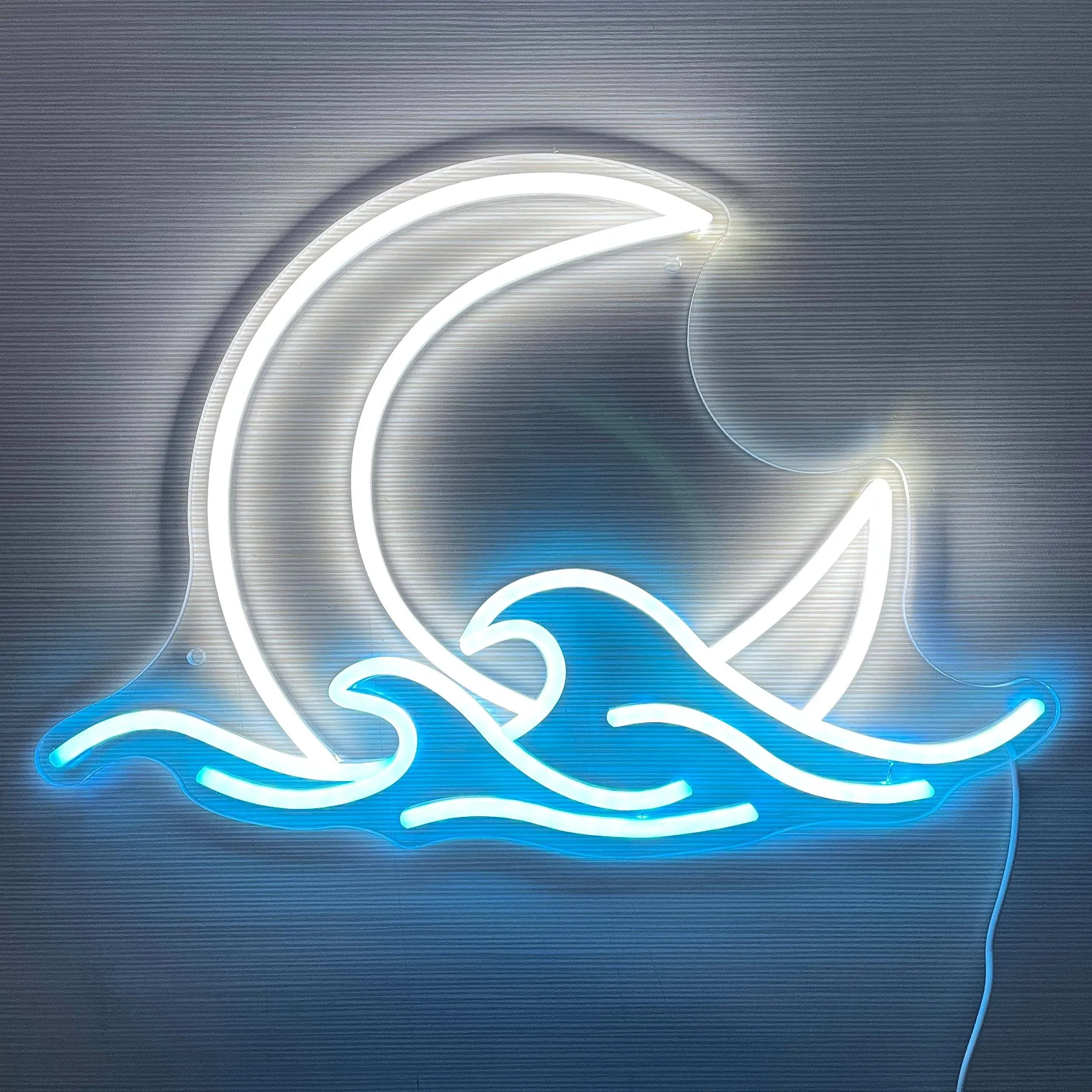 Sunrise Sunset Neon Sign Moon over Sea Neon Light Twilight Moon Wave LED Neon 