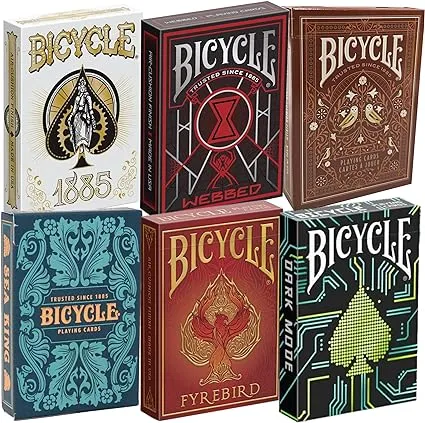 Bicycle Collector's Edition: 6-Deck Bundle Featuring Dark Mode, Fyrebird, Sea King, 1885, Webbed, and Aviary Orange Playing Cards