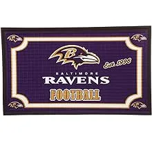 Team Sports America NFL Baltimore Ravens Embossed Outdoor-Safe Mat - 30" W x 18" H Durable Non Slip Floormat for Football FansTeam Sports America NFL Baltimore Ravens Embossed…