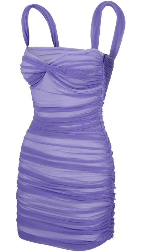 Norma Kamali Walter Mini Dress w/ Sleeves - Lilac / Size Xs