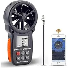 BTMETER BT-100 Hand-Anemometer, digitales Windgeschwindigkeitsmessgerät, Luftstrom-Geschwindigkeitstester, für HVAC-Schießdrohne, Windkälte, -10 °C bis 45 °C Windtemperatur