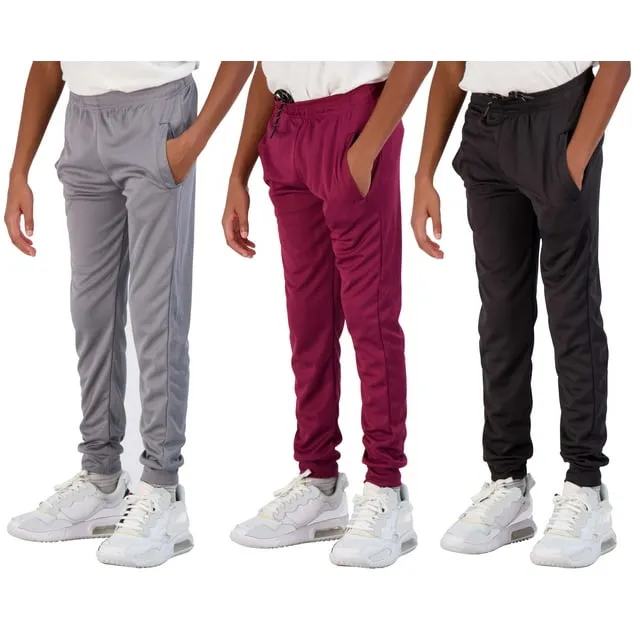 3 Pack: Boy's Mesh Active Athletic Casual Jogger Sweatpants with Pockets