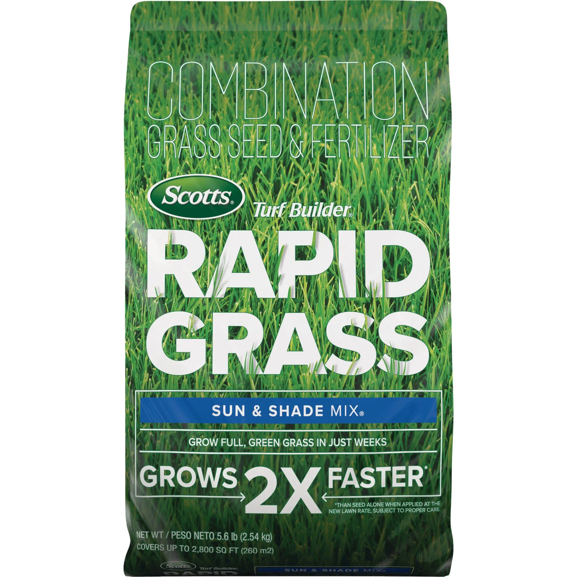 Turf Builder 16 lbs. Rapid Grass Sun & Shade Mix Combination Seed and Fertilizer Grows Green Grass in Just Weeks