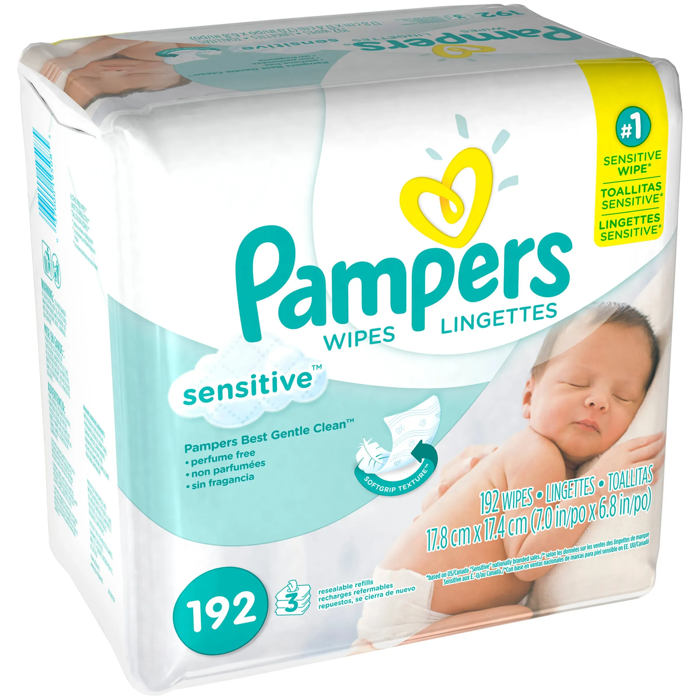 Pampers 3X Sensitive Baby Wipes Refill - 192 count