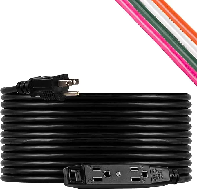 UltraPro 3-Outlet 50ft. Heavy Duty Indoor/Outdoor Extension Cord Black