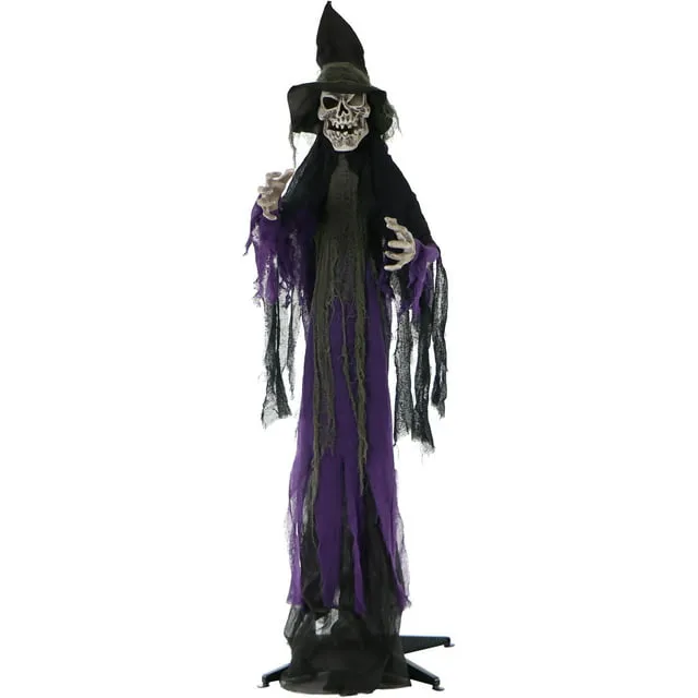 Life-Size Skeleton Witch With 6-Function Multi-Color Light - Holiday Accents And Figurines - by Almo Fulfillment Services | Houzz