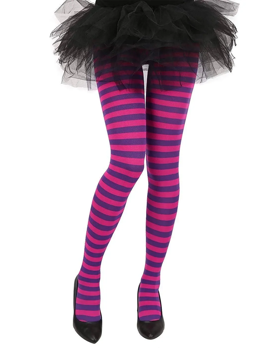 HDE Women's Striped Opaque Microfiber Tights