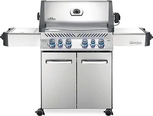 NAPOLEON Prestige Stainless Steel 4-Burner Liquid Propane Infrared Gas Grill with 1 Side Burner