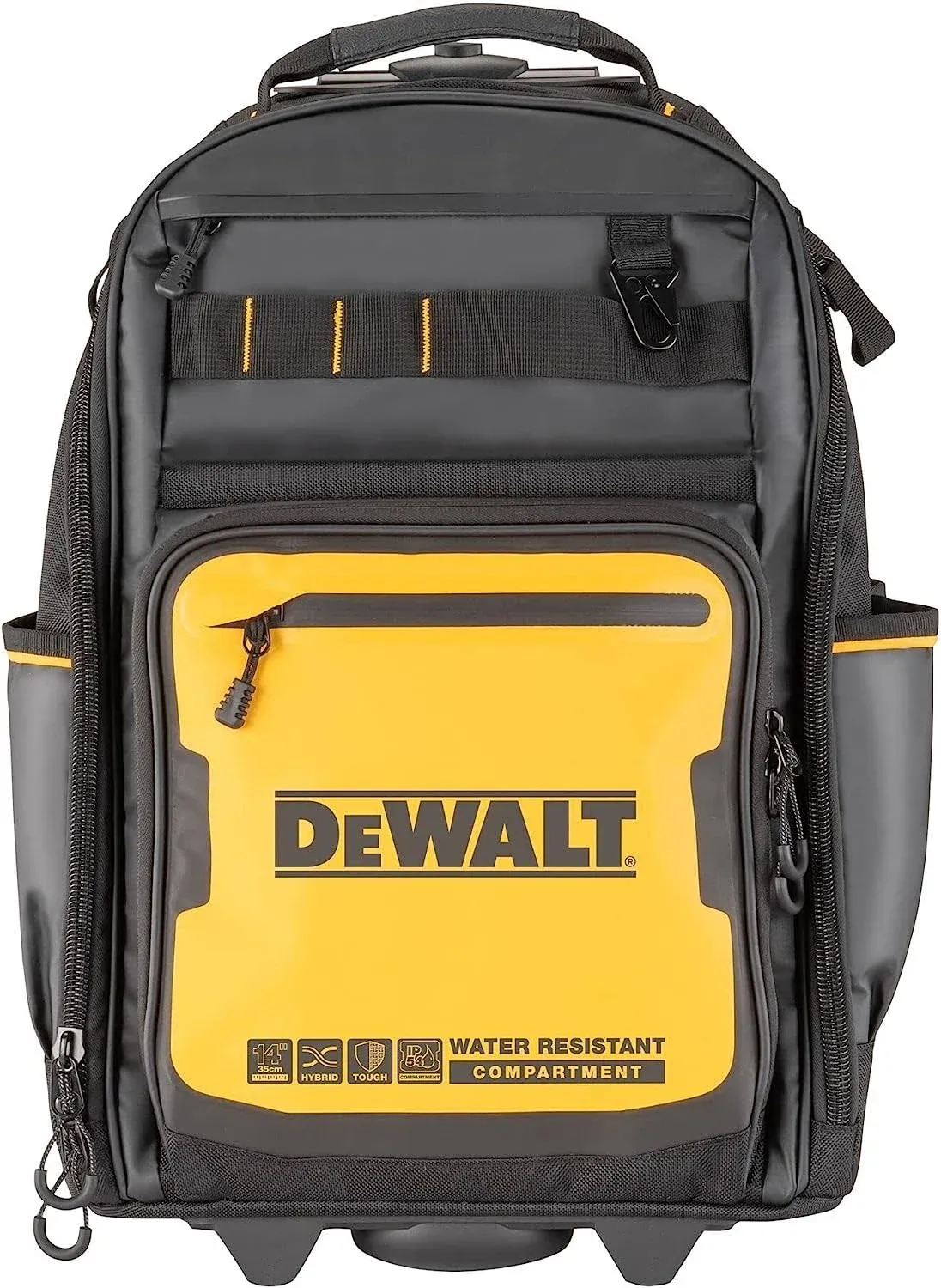 DEWALT Rolling Tool Backpack with Wheels, Telescopic Handle, 46 Pockets, Water Resistant Compartment (DWST560101)