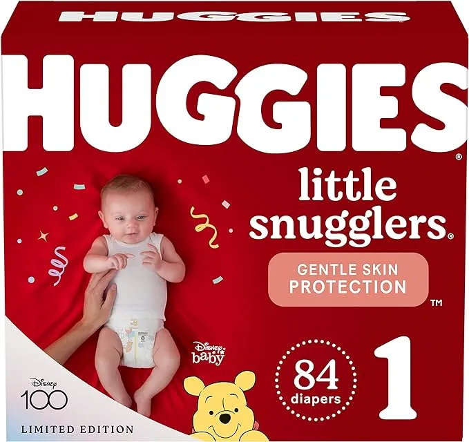 Huggies Size 1 Diapers, Little Snugglers Newborn Diapers, Size 1 (8-14 lbs), 84 Count