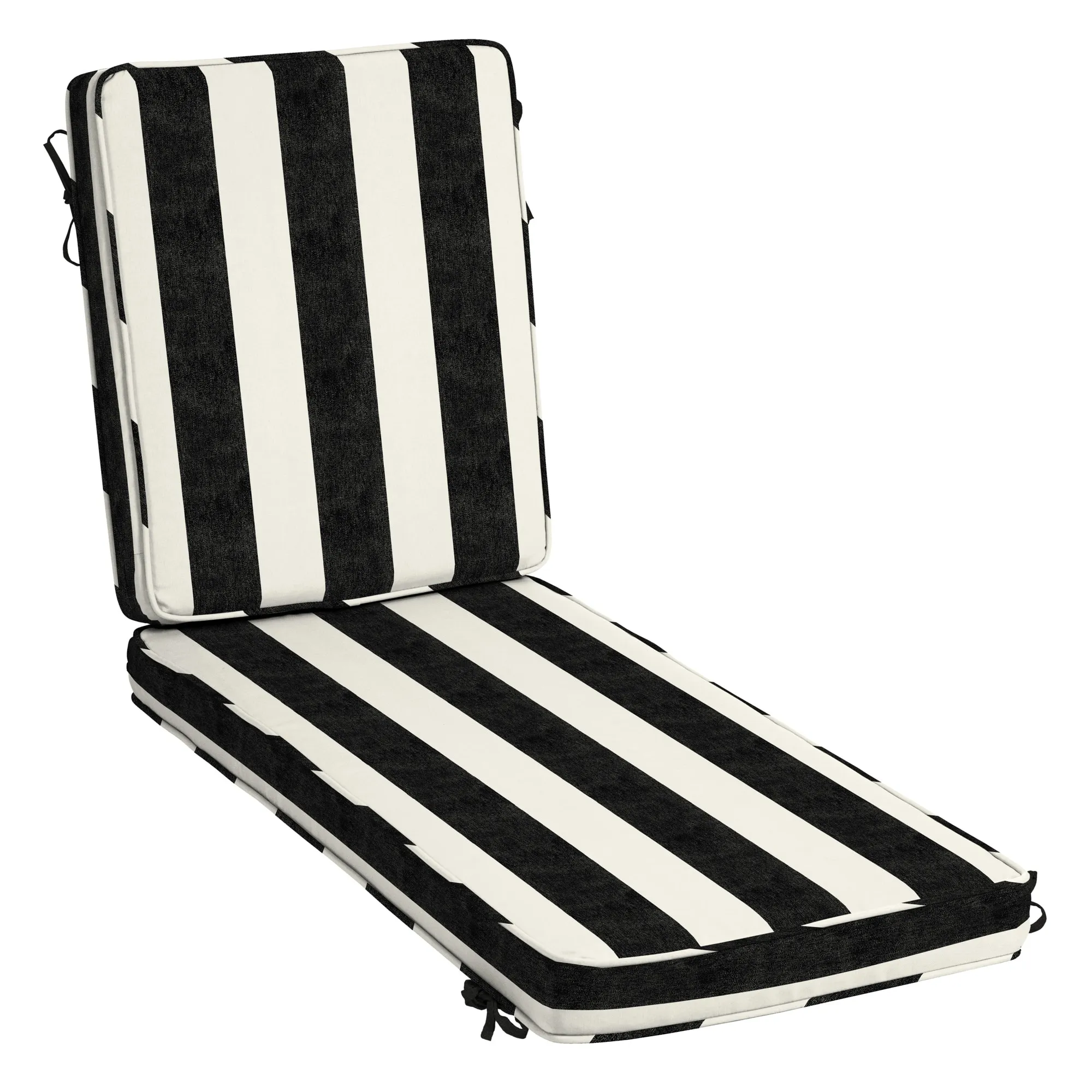 Arden Selections ProFoam Performance 46-in x 21-in Onyx Black Cabana Stripe Patio Chaise Lounge Chair Cushion Lowes.com