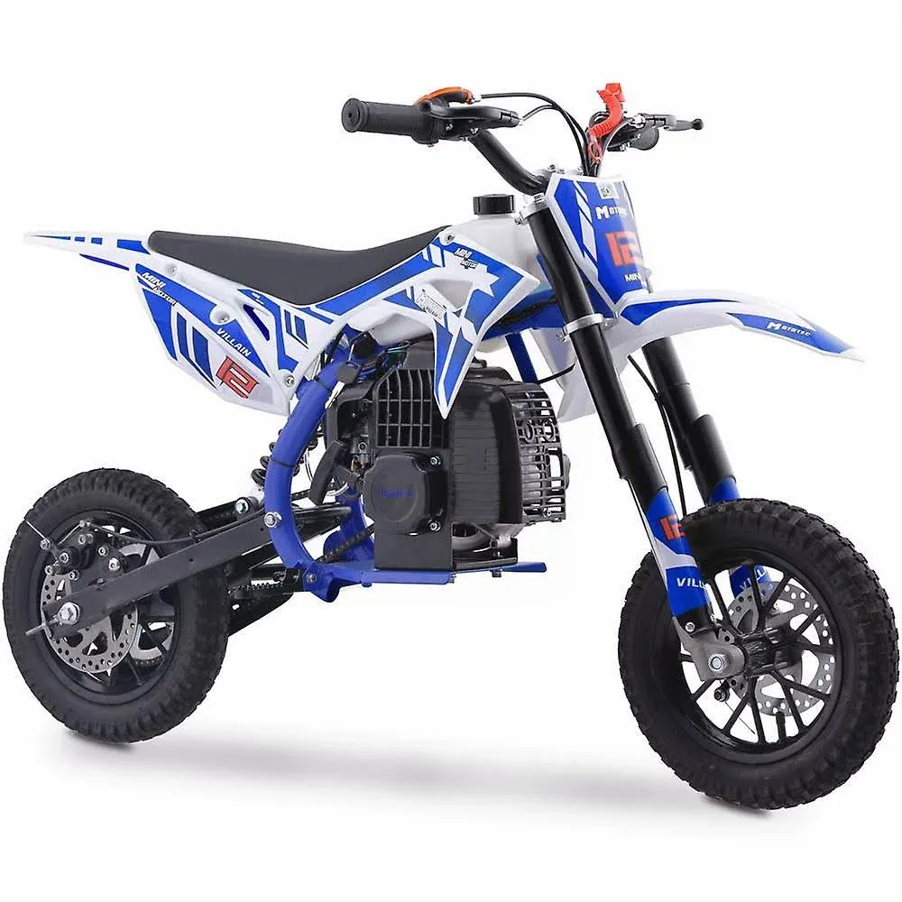 MotoTec Villain 52cc 2-Stroke Kids Gas Dirt Bike - Blue ✅