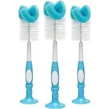 Dr. Brown's Baby Bottle Cleaning Brush with Sponge and Scrubber - Blue - 3-Pack