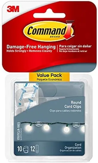 Command 17017CLR Round Cord Clip, Plastic, Clear