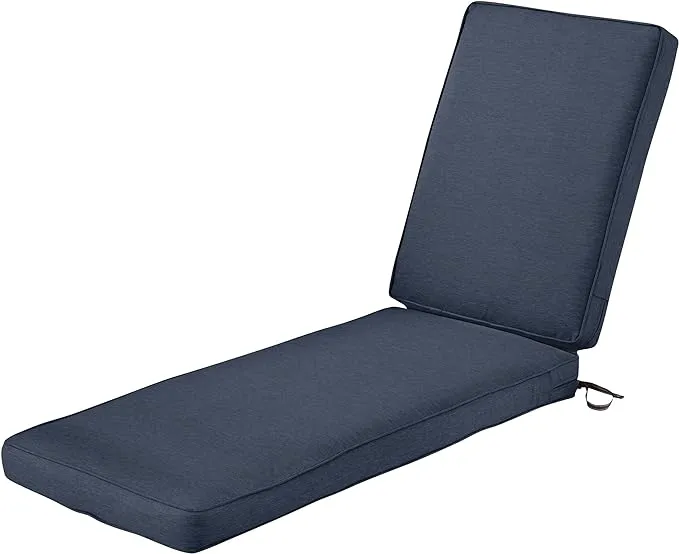 Classic Accessories Montlake FadeSafe Patio Chaise Lounge Cushion - Heather Indigo Blue