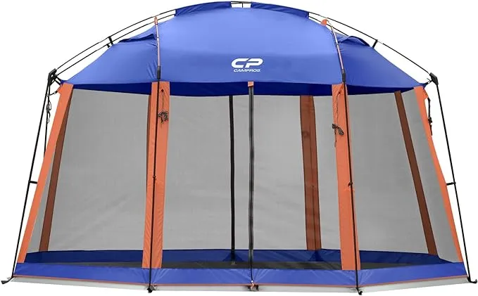 CAMPROS CP Screen House 13 x 13 ft Screened Mesh Net Wall Canopy Tent Screen Shelter Gazebos for Patios Outdoor Camping Activities - Blue